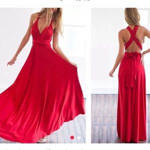 Red Multi way Maxi Dress Med